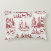 Vintage Illustration Reindeer and Houses Winter アクセントクッション (正面)