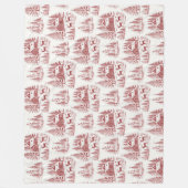 Vintage Illustration Reindeer and Houses Winter フリースブランケット (正面)