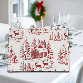 Vintage Illustration Reindeer and Houses Winter ラージペーパーバッグ