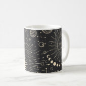 Vintage illustration set of moon phases. Different コーヒーマグカップ (正面右)