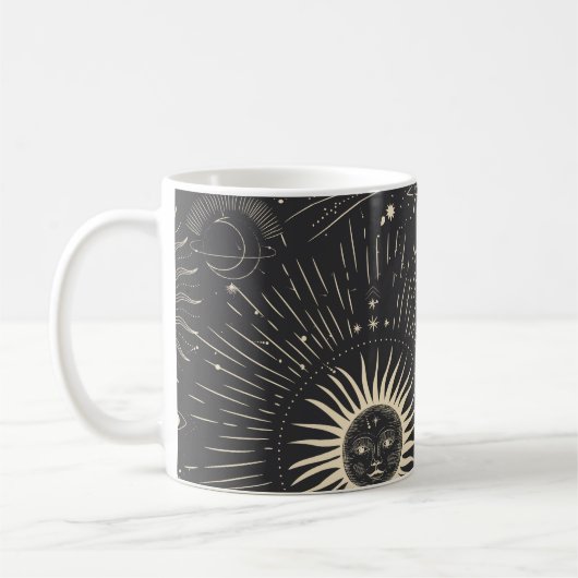 Vintage illustration set of moon phases. Different コーヒーマグカップ (左)