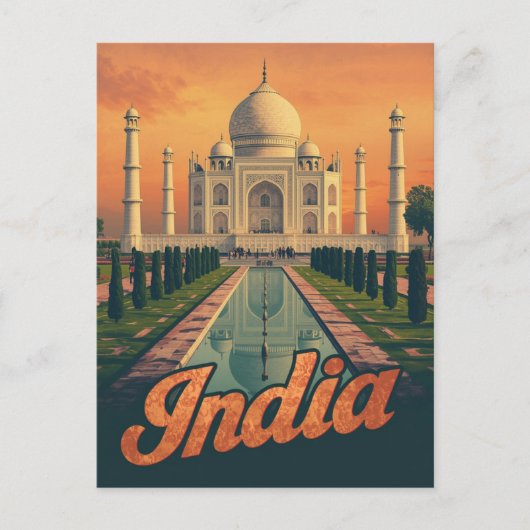 Vintage India Taj Mahal Travel ポストカード (正面)