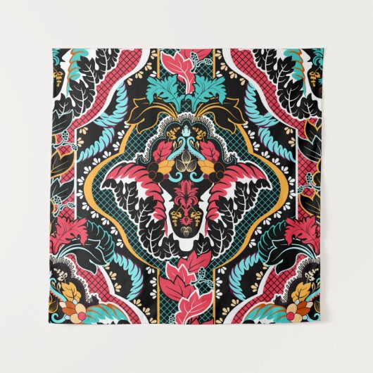 Vintage indian seamless pattern. Floral wallpaper タペストリー (正面)