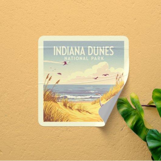 Vintage Indiana Dunes National Park スクエアシール