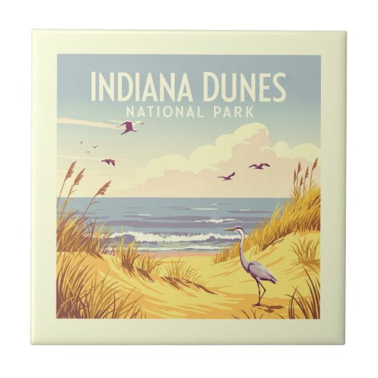 Vintage Indiana Dunes National Park  タイル (正面)