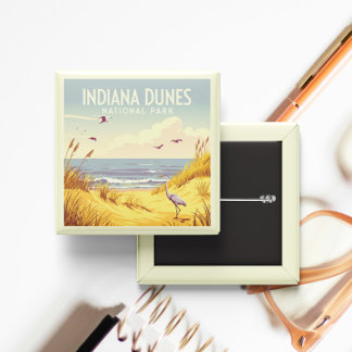 Vintage Indiana Dunes National Park  缶バッジ