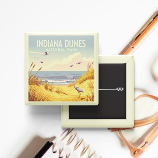 Vintage Indiana Dunes National Park  缶バッジ