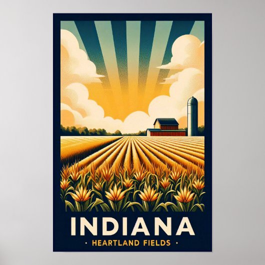 Vintage Indiana Farm Landscape Poster ポスター (正面)
