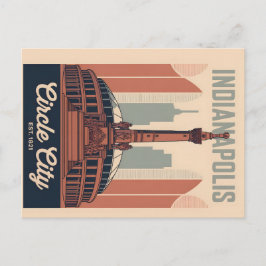 Vintage Indianapolis Indiana Retro Cityscape Art シーズンポストカード