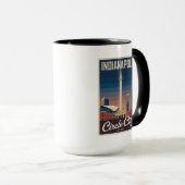 Vintage Indianapolis Indiana Retro Cityscape Art マグカップ (正面右)