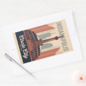 Vintage Indianapolis Indiana Retro Cityscape Art 長方形シール (封筒)