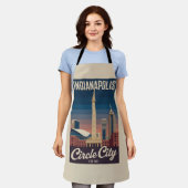 Vintage Indianapolis Indiana Retro Cityscape Trave エプロン (着用した状態)