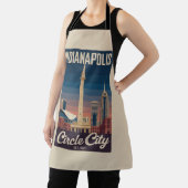 Vintage Indianapolis Indiana Retro Cityscape Trave エプロン (インサイチュ)