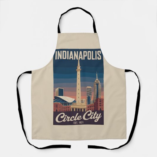 Vintage Indianapolis Indiana Retro Cityscape Trave エプロン (正面)