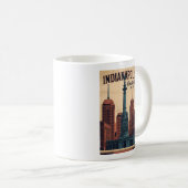 Vintage Indianapolis Indiana Retro Cityscape Trave コーヒーマグカップ (正面右)
