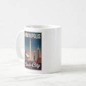 Vintage Indianapolis Indiana Retro Cityscape Trave コーヒーマグカップ (正面左)