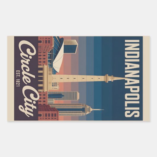 Vintage Indianapolis Indiana Retro Cityscape Trave 長方形シール (正面)
