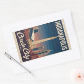 Vintage Indianapolis Indiana Retro Cityscape Trave 長方形シール (封筒)