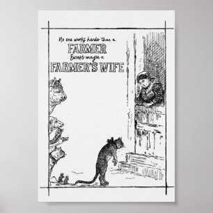 Vintage Ink No One Works Harder than Farmer Quote ポスター
