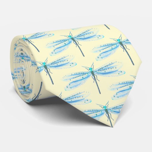 Vintage Insects Blue Damselfly Pattern  ネクタイ (ロール)