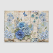 Vintage Inspired Blue Floral Butterfly Scrapbook 薄葉紙 (正面)