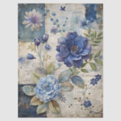 Vintage Inspired Blue Floral Collage Decoupage 薄葉紙 (正面)