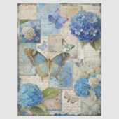 Vintage Inspired Blue Floral Collage Decoupage 薄葉紙 (正面)