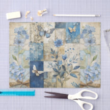 Vintage Inspired Blue Floral Collage Scrapbook