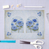 Vintage Inspired Blue & Gold Floral Decoupage 薄葉紙 (クラフト)
