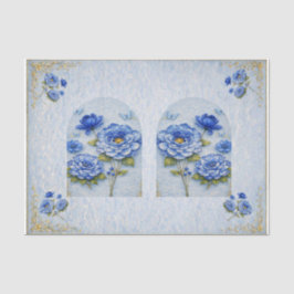 Vintage Inspired Blue & Gold Floral  Decoupage 薄葉紙