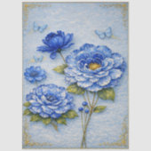 Vintage Inspired Blue & Gold Floral Decoupage 薄葉紙 (正面)