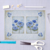 Vintage Inspired Blue & Gold Floral Decoupage 薄葉紙 (クラフト)
