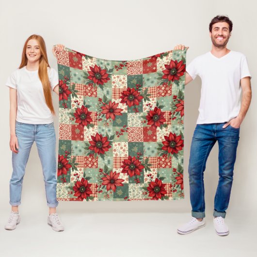 Vintage Inspired Christmas Florals Quilt Pattern フリースブランケット (インサイチュ)
