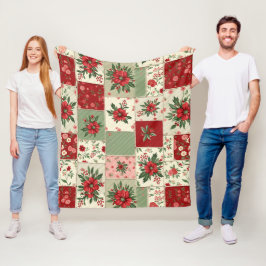Vintage Inspired Christmas Florals Quilt Pattern フリースブランケット