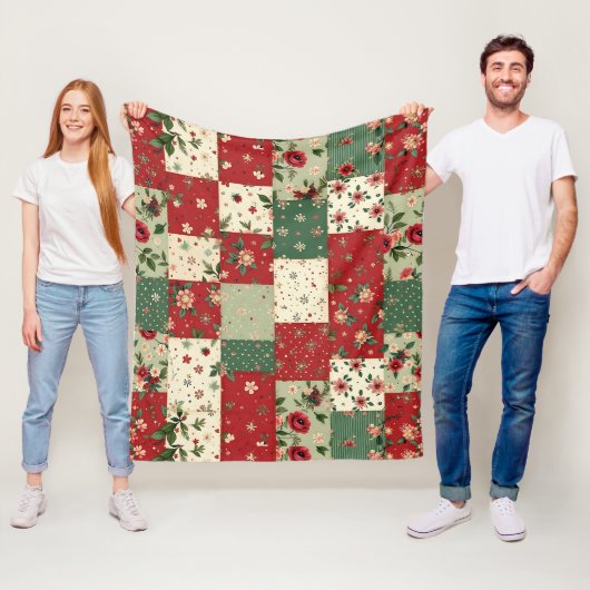 Vintage Inspired Christmas Themed Quilt Pattern フリースブランケット (インサイチュ)