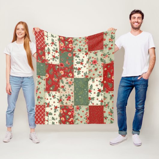 Vintage Inspired Christmas Themed Quilt Pattern フリースブランケット (インサイチュ)