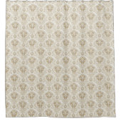 Vintage-Inspired Curtain Cream Damask Bathroom シャワーカーテン (正面)