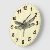 Vintage Inspired Dragonfly Art Wall Clock ラージ壁時計 (傾斜)
