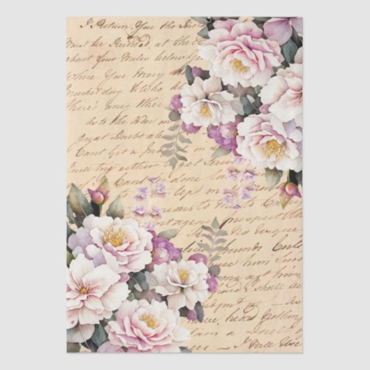 Vintage Inspired Floral Love Letter Decoupage 薄葉紙 (正面)