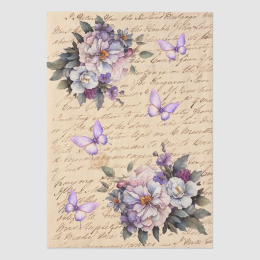 Vintage Inspired Floral Love Letter Decoupage 薄葉紙 (正面)