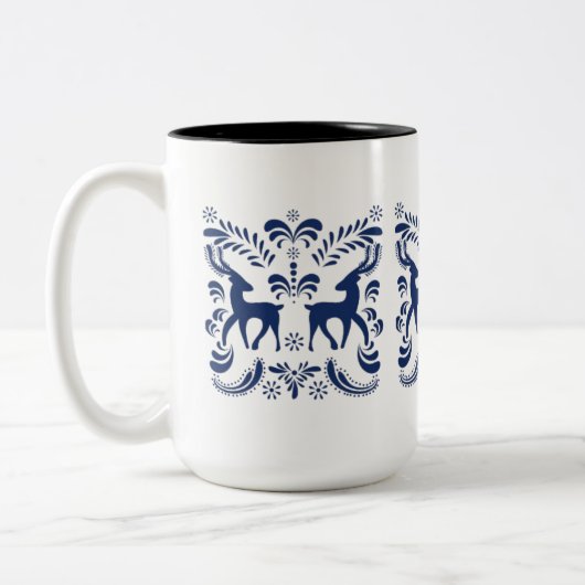 Vintage Inspired Folklore Ceramic Coffee Cup ツートーンマグカップ (左)