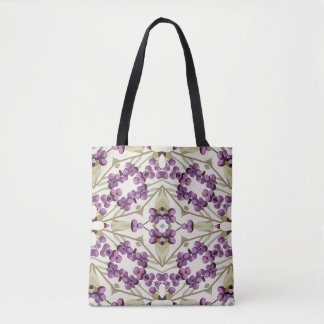 Vintage Inspired Purple Floral Trellis Pattern トートバッグ