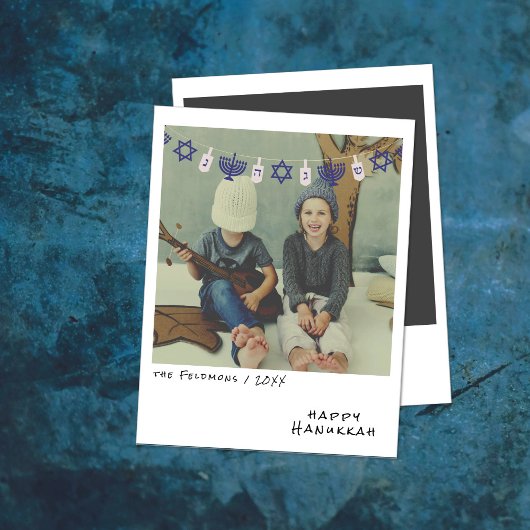 Vintage Instant Photo Blue/White Hanukkah Garland シーズンカード
