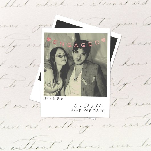 Vintage Instant Photo Engagement Announcement Card シーズンカード