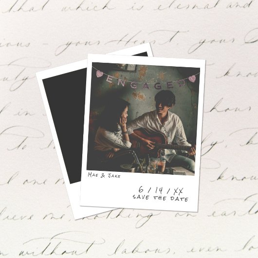 Vintage Instant Photo Engagement Announcement Card シーズンカード