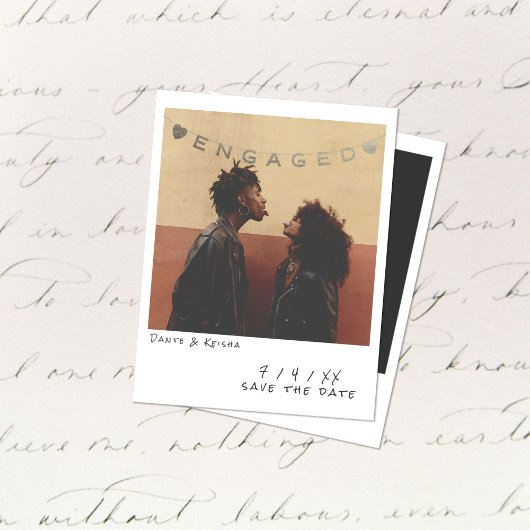 Vintage Instant Photo Engagement Announcement Card シーズンカード