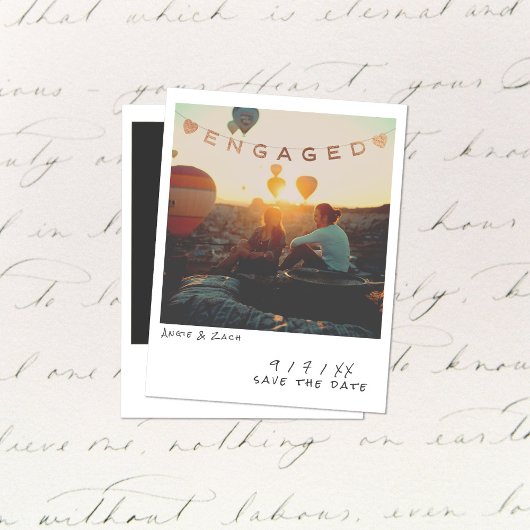 Vintage Instant Photo Engagement Announcement Card シーズンカード