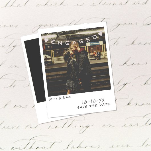 Vintage Instant Photo Engagement Announcement Card シーズンカード