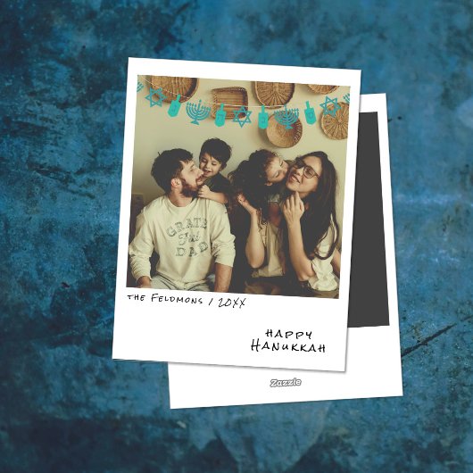 Vintage Instant Photo | Teal Hanukkah Garland シーズンカード
