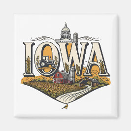 Vintage Iowa Heartland Farm State Pride マグネット